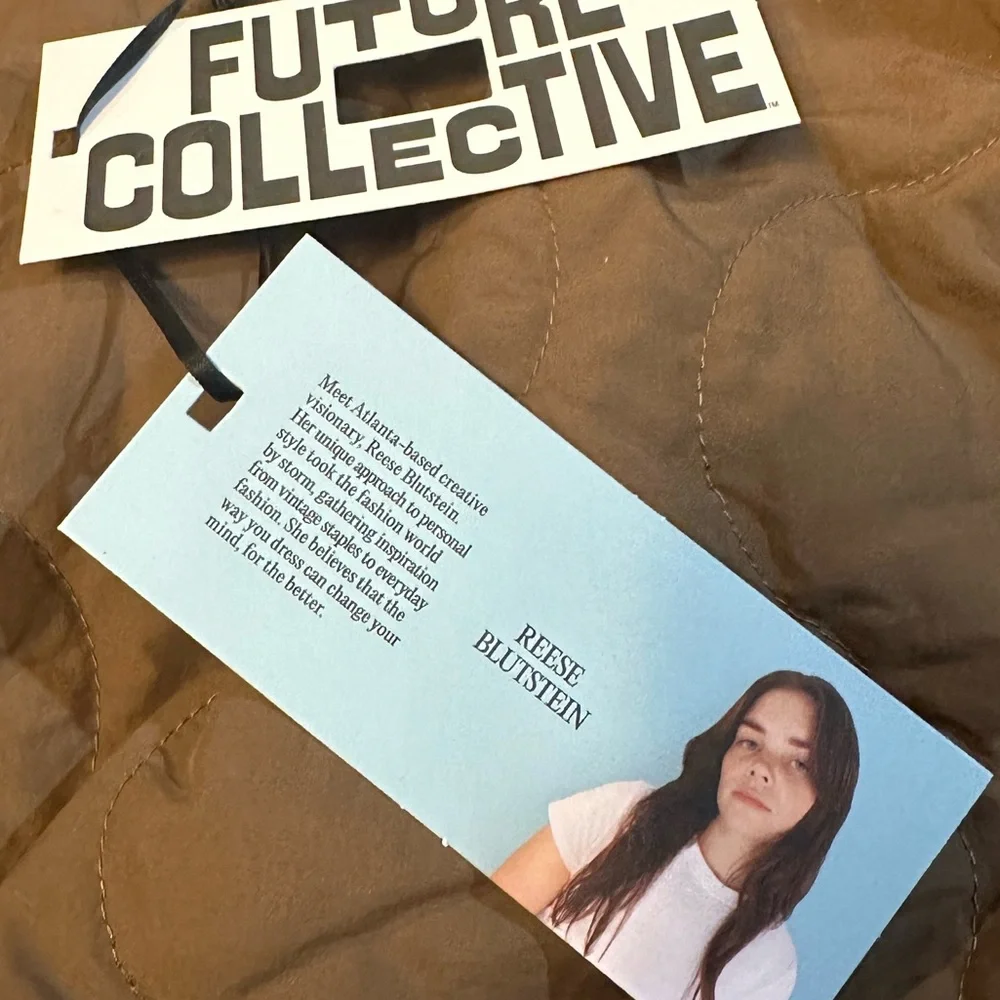 Future Collective Jacket Womens M Two Toned‎ Green Quilted Puffer Streetwear Y2K